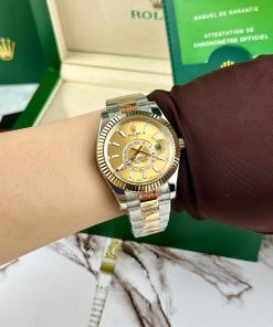 Đồng hồ Rolex giá rẻ Rolex Sky-Dweller Oyster Perpetual Gold Super Fake Size 41mm