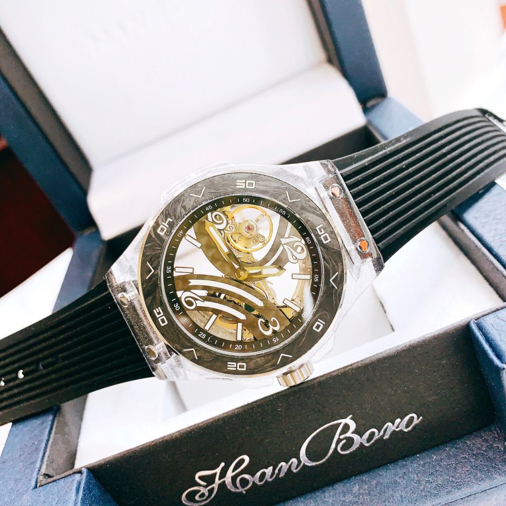 Đồng hồ Hanboro máy lộ cơ nam chính hãng vỏ dạ quang 43mm