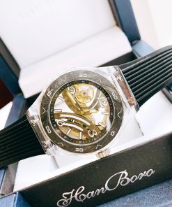 Đồng hồ Hanboro nam máy lộ cơ chính hãng vỏ dạ quang 43mm