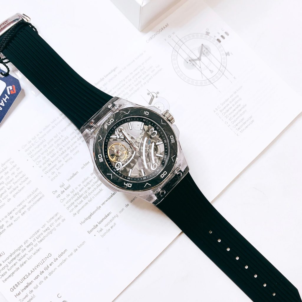 Đồng hồ Hanboro máy lộ cơ nam chính hãng vỏ dạ quang 43mm