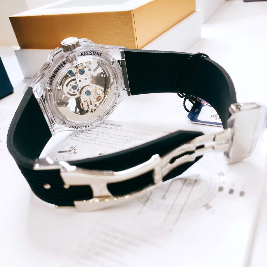 Đồng hồ Hanboro máy lộ cơ nam chính hãng vỏ dạ quang 43mm