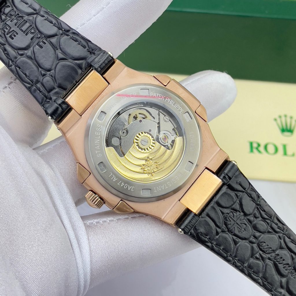 Đồng hồ nam máy cơ đính đá baguette Patek Philippe Nautilus Fake cao cấp 40mm