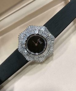 Đồng hồ nữ siêu cấp Piaget Limelight dây da màu đen đính đá 33mm