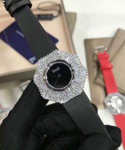 Đồng hồ nữ siêu cấp Piaget Limelight dây da màu đen đính đá 33mm