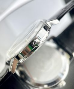 Đồng hồ cơ nam dây da đen Omega Seamaster fake cao cấp 40mm