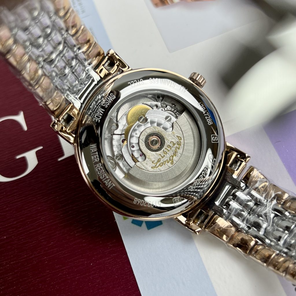 Đồng hồ cơ nam dây kim loại màu demi longines master fake cao cấp 38.5mm