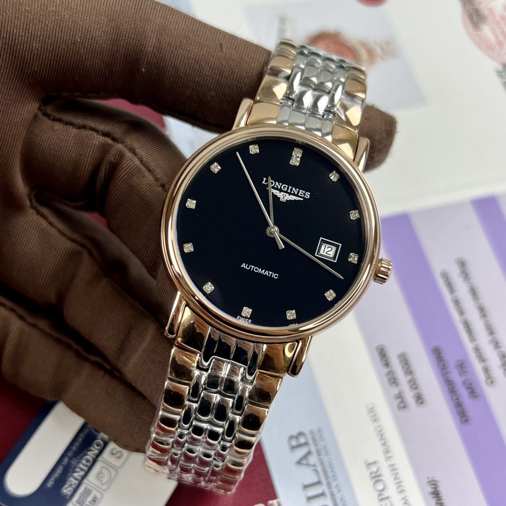 Đồng hồ cơ nam dây kim loại màu demi longines master fake cao cấp 38.5mm