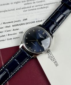 Đồng hồ cơ nam mặt xanh dây da Longines Master super fake 1:1 cao cấp 40mm