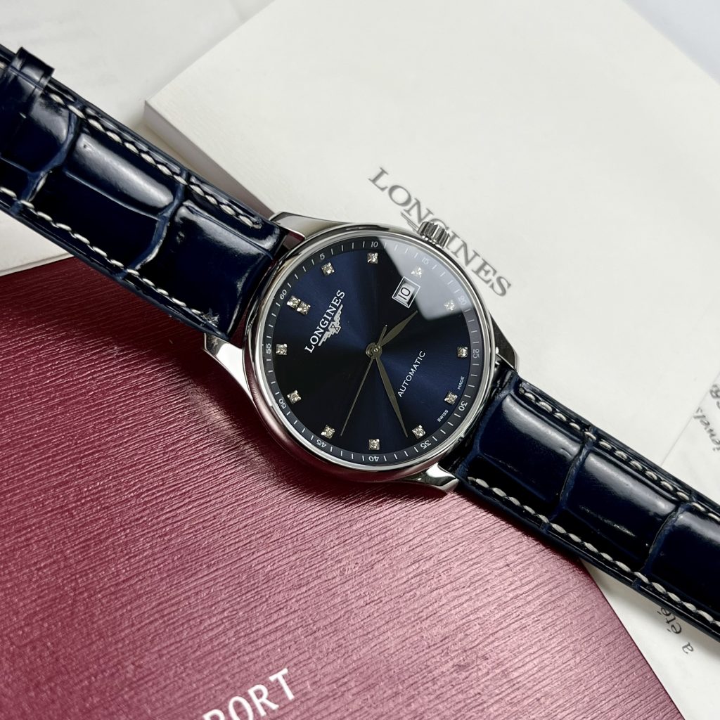 Đồng hồ cơ nam mặt xanh dây da Longines Master super fake 1:1 cao cấp 40mm