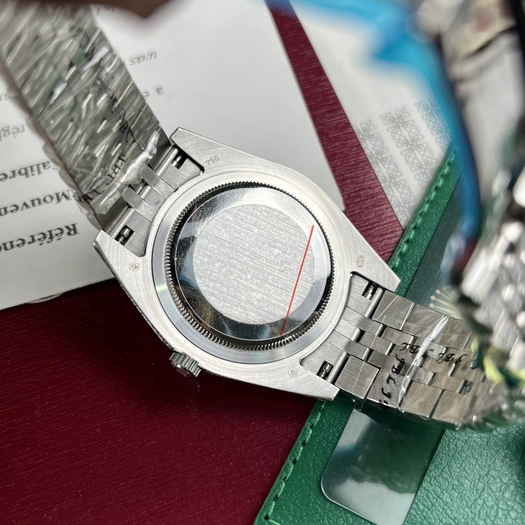 Đồng hồ Rolex DateJust fake cao cấp nam máy cơ đính full đá Swarovski dây kim loại 41mm