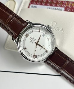 Đồng hồ cơ nam dây da nâu 3 kim Omega Deville Co-Axial Chronometer fake cao cấp 40mm