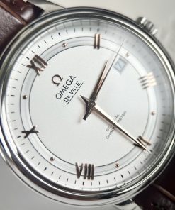 Đồng hồ cơ nam dây da nâu 3 kim Omega Deville Co-Axial Chronometer fake cao cấp 40mm
