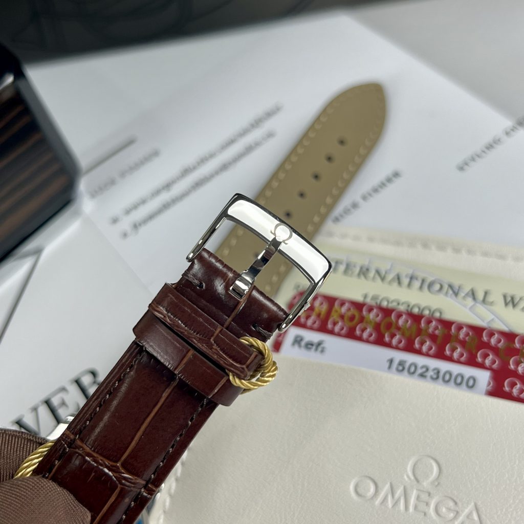 Đồng hồ cơ nam dây da nâu 3 kim Omega Deville Co-Axial Chronometer fake cao cấp 40mm