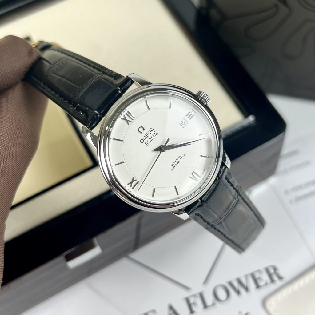 Đồng hồ fake cao cấp Omega Deville Co-Axial Chronometer nam máy cơ dây da đen 40mm