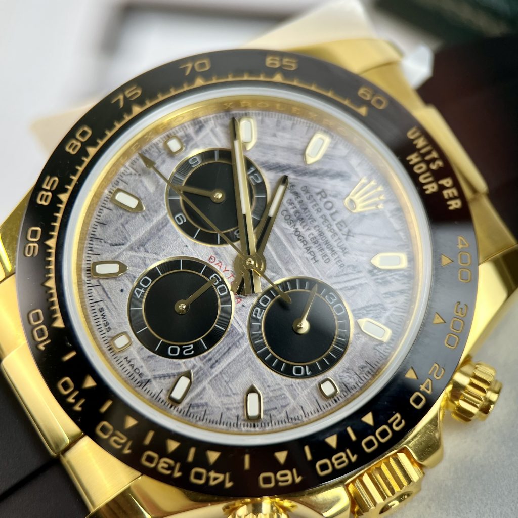 Đồng hồ Rolex Daytona mặt thiên thạch nam máy cơ Automatic dây cao su replica 1:1 cao cấp 40mm