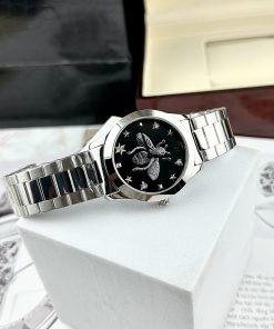 Đồng Hồ Gucci Ong Dây Kim Loại Mặt Đen Like Auth 28/38mm