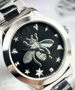 Đồng Hồ Gucci Ong Dây Kim Loại Mặt Đen Like Auth 28/38mm
