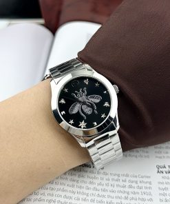 Đồng Hồ Gucci Ong Dây Kim Loại Mặt Đen Like Auth 28/38mm