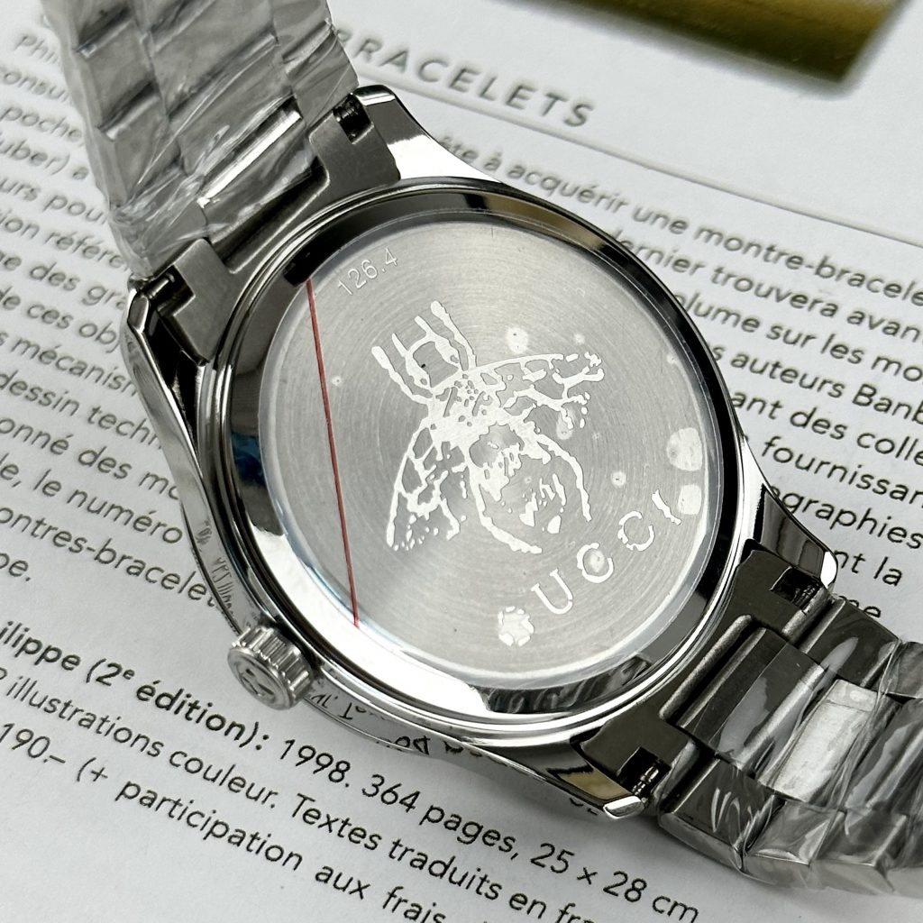 Đồng hồ đôi Gucci rắn dây kim loại mặt trắng like auth 28/38mm