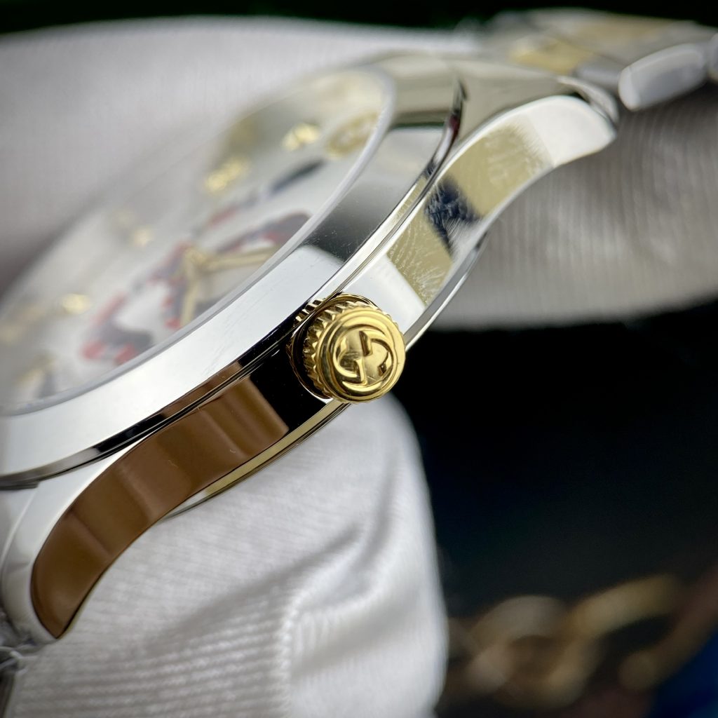 Đồng hồ Gucci Rắn dây kim loại màu demi like auth 28/38mm
