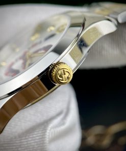 Đồng hồ đôi Gucci Rắn dây kim loại màu demi like auth 28/38mm