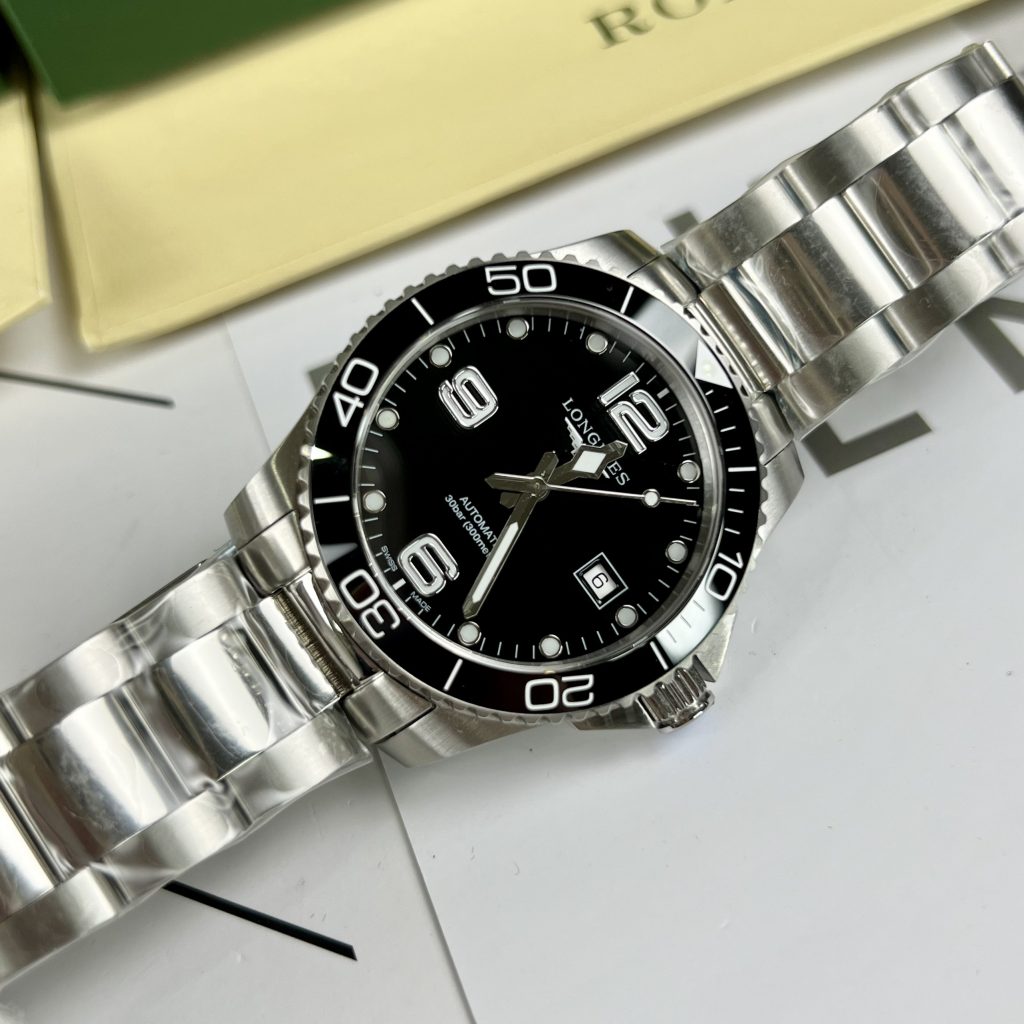 Đồng hồ Longines hydroconquest nam máy cơ mặt đen super fake 1:1 43mm