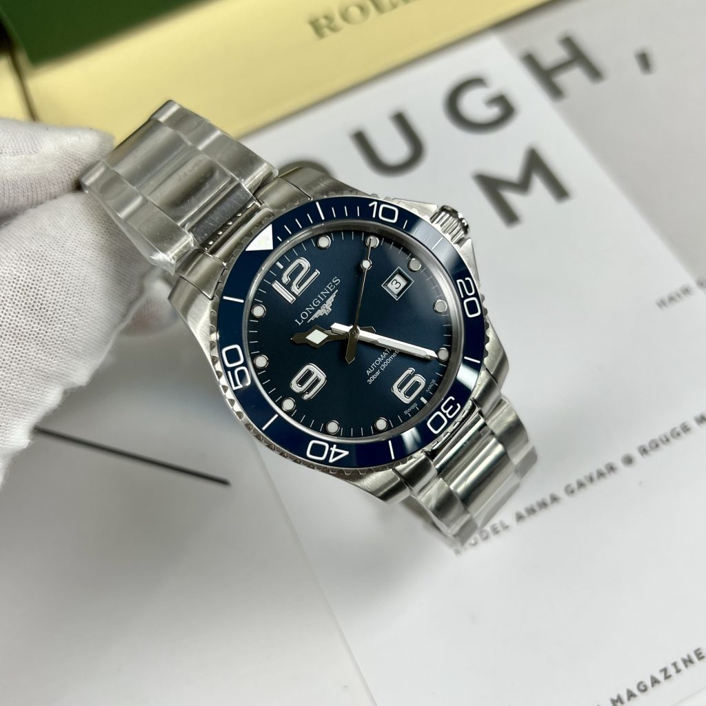 Đồng hồ Longines Hydroconquest nam dây kim loại mặt xanh super fake 1:1 43mm