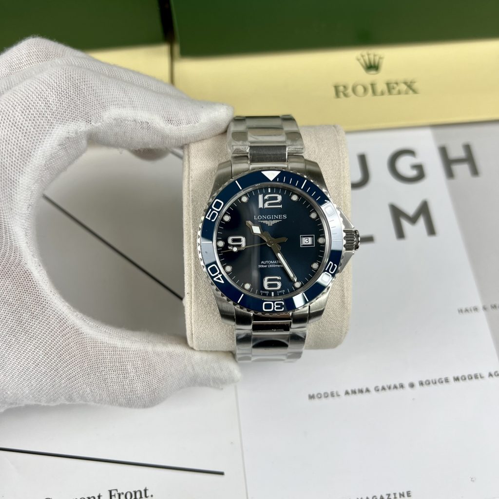 Đồng hồ Longines Hydroconquest nam dây kim loại mặt xanh super fake 1:1 43mm