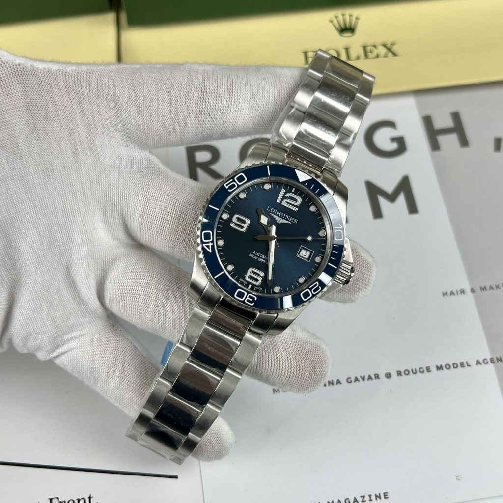 Đồng hồ Longines Hydroconquest nam dây kim loại mặt xanh super fake 1:1 43mm