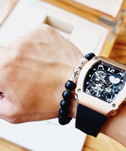 Đồng hồ hanboro By Huboler nam máy cơ chính hãng màu rose gold 44mm