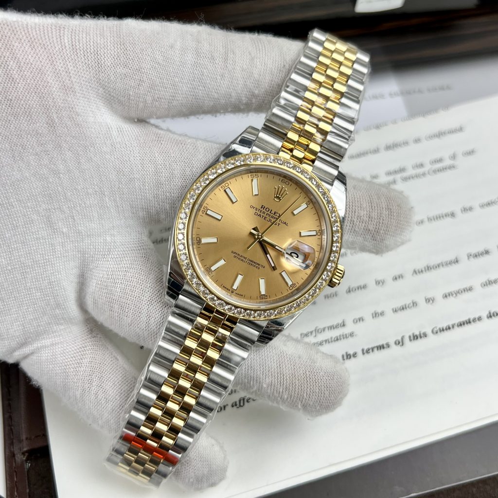 Đồng hồ Rolex DateJust nam đính đá replica 1:1 thuỵ sỹ cao cấp 36/41mm