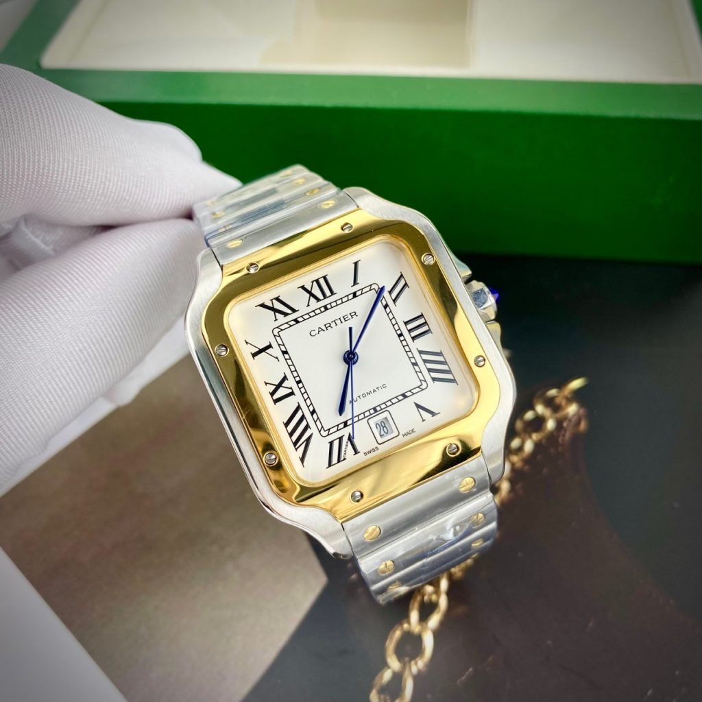 Đồng hồ Cartier Santos nam dây kim loại fake cao cấp 40mm