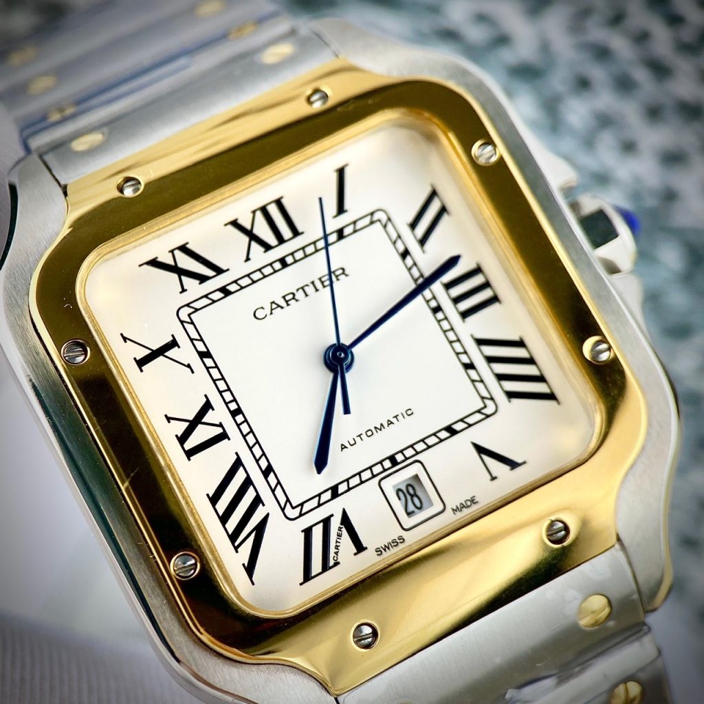 Đồng hồ Cartier Santos nam dây kim loại fake cao cấp 40mm