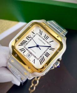 Đồng hồ Cartier Santos nam dây kim loại fake cao cấp 40mm