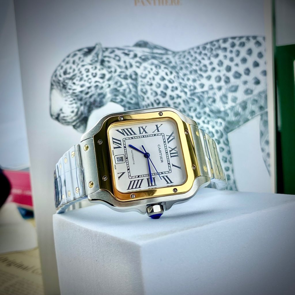 Đồng hồ Cartier Santos nam dây kim loại fake cao cấp 40mm