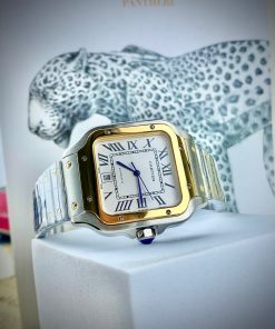 Đồng hồ Cartier Santos nam dây kim loại fake cao cấp 40mm