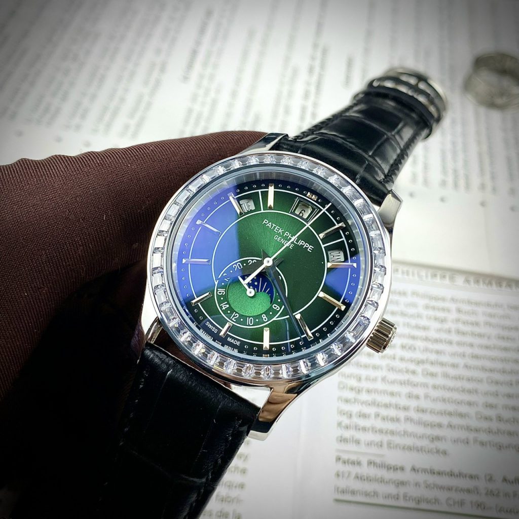 Đồng hồ Patek Philippe 5205R nam mặt xanh fake cao cấp 40mm