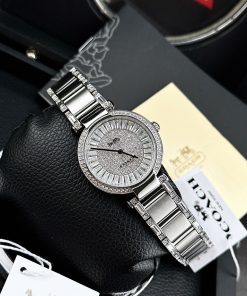 Đồng Hồ Coach Crystal Baguette Nữ Dây Kim Loại Like Auth 33mm (2)
