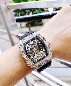 Đồng hồ chính hãng Hanboro By Huboler nam đính đá 40x48mm (8)