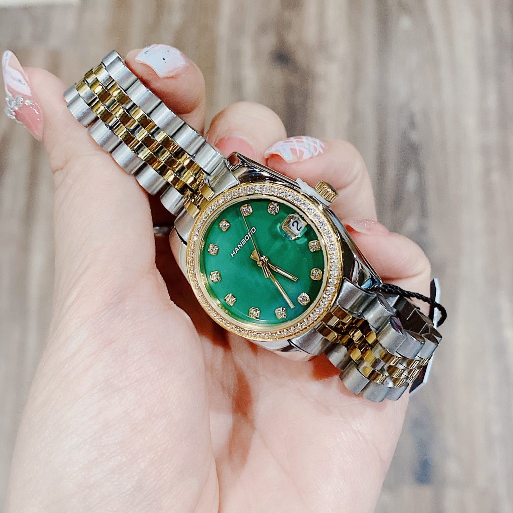 Đồng hồ nữ Hanboro By Huboler đính đá chính hãng 32mm (1)
