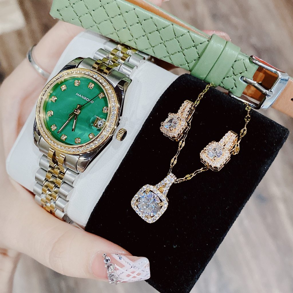 Đồng hồ nữ Hanboro By Huboler đính đá chính hãng 32mm (7)