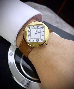 Đồng hồ Cartier Pebble Re-Edition nam dây da Fake cao cấp 36mm (2)