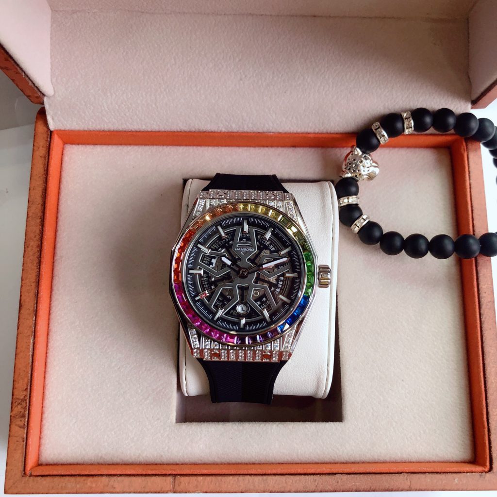 Đồng hồ Hanboro By Huboler chính hãng nam đính đá 42mm