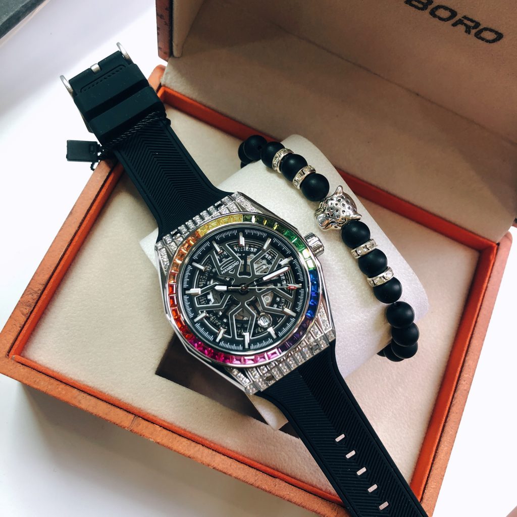 Đồng hồ Hanboro By Huboler chính hãng nam đính đá 42mm
