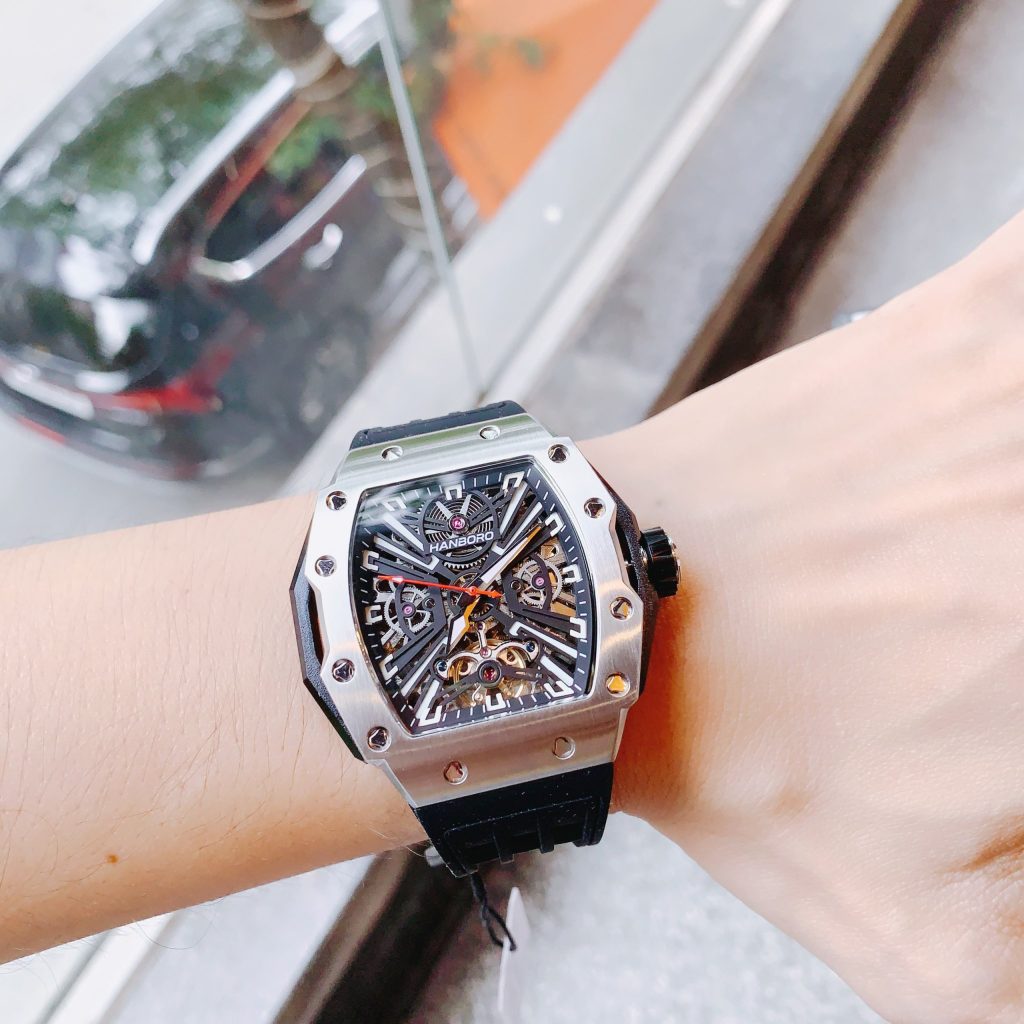 Đồng hồ Hanboro chính hãng dáng Richard Mille nam máy lộ cơ 40x50mm (2)