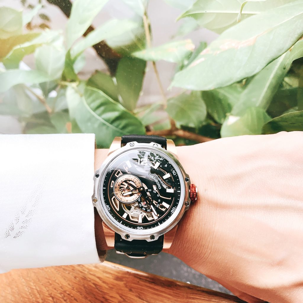 Đồng hồ Hanboro chính hãng nam dây cao su 44mm (2)
