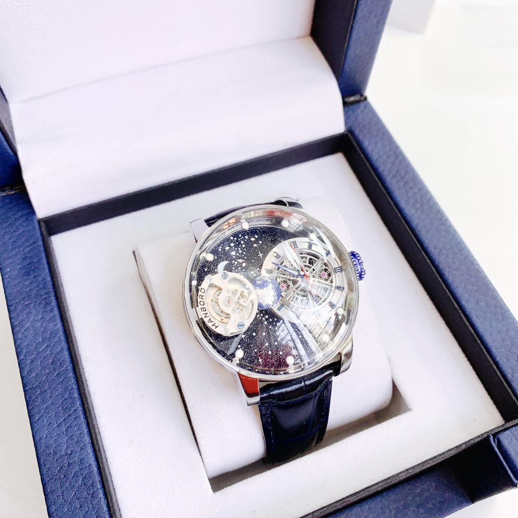 Đồng hồ Hanboro chính hãng nam mặt dải thiên hà 45mm (2)
