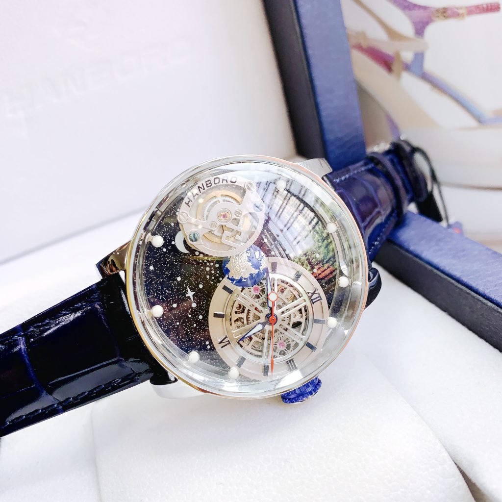 Đồng hồ Hanboro chính hãng nam mặt dải thiên hà 45mm (2)