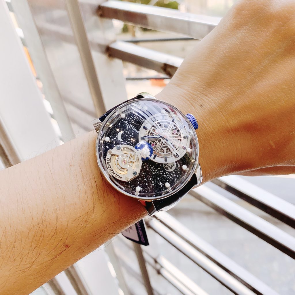 Đồng hồ Hanboro chính hãng nam mặt dải thiên hà 45mm (2)