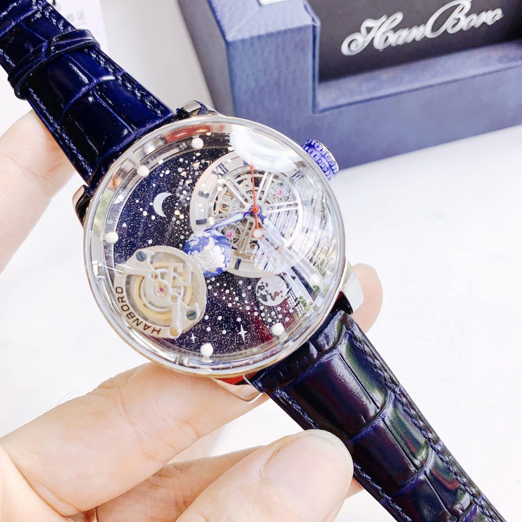 Đồng hồ Hanboro chính hãng nam mặt dải thiên hà 45mm (2)